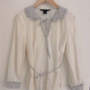 Marc Jacobs Striped Collar Cream Blouse, 6